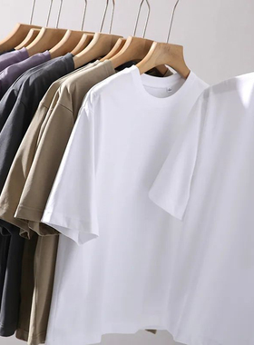 日单优品 夏季情侣款纯色宽松休闲圆领五分袖T恤 444999/435806