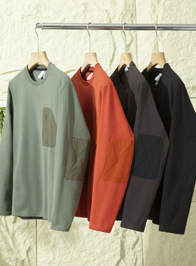 户外飞禽系列！轻量化一体绒！秋冬男士双面绒保暖圆领套头抓绒衣