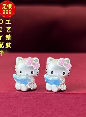 3D珐琅彩胶足银999kitty转运珠