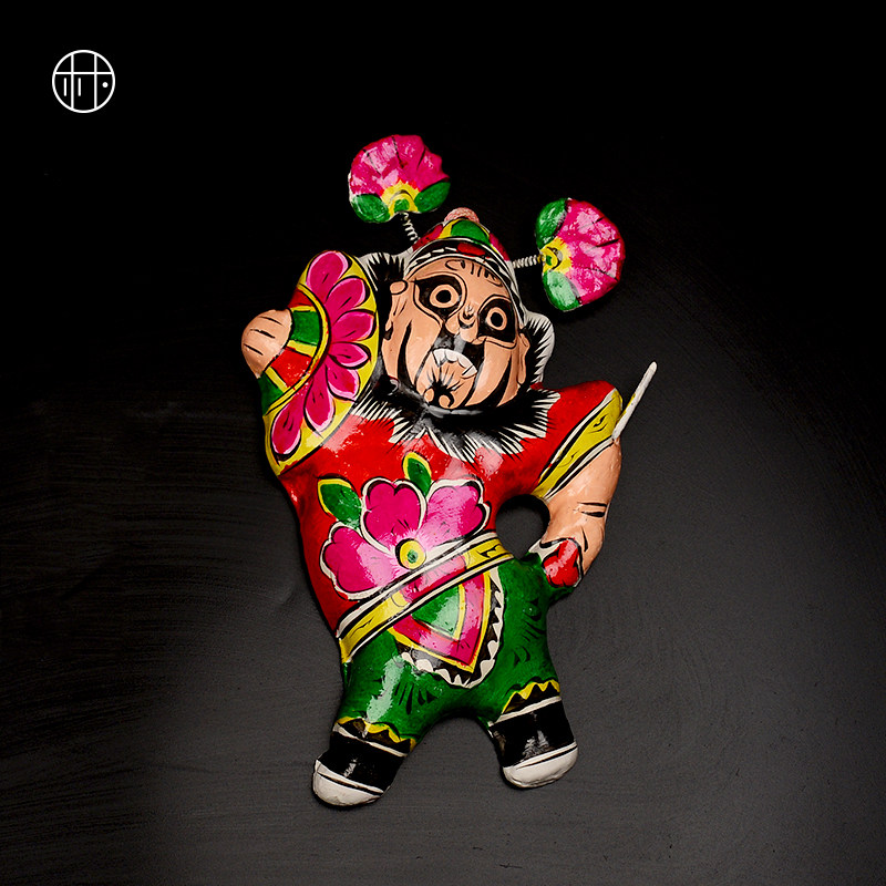 中朴民艺陕西凤翔手工彩绘泥塑钟馗黑料豆盖被晚会服装门