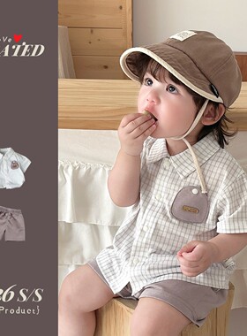 男童夏季超舒适两件套1小男孩衬衫短袖凉爽T恤休闲短裤男宝宝套装