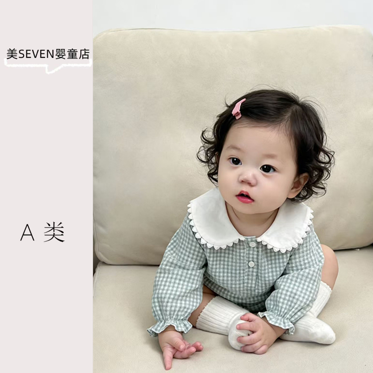 韩版春装新款百天女宝宝包屁哈衣婴儿娃娃领连体爬服新生外出衣服