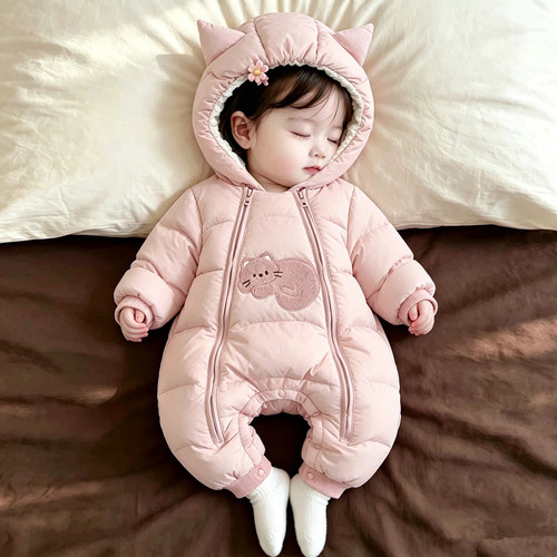 冬季女宝宝加厚羽绒连体衣