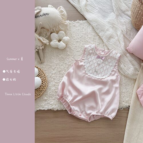 夏季女宝薄款粉色公主风连体哈衣