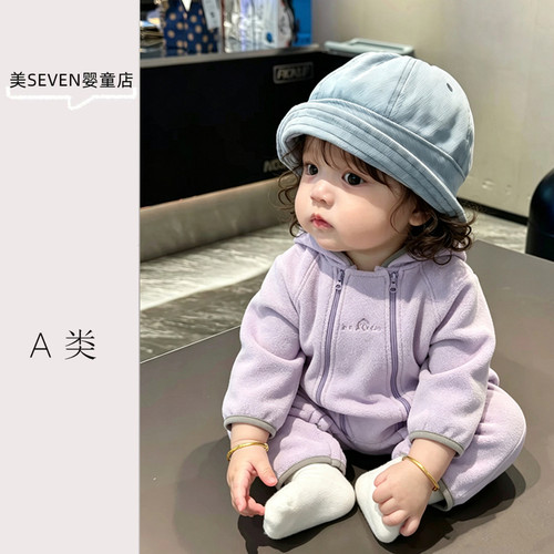 秋冬女宝摇粒绒连体哈衣加厚保暖