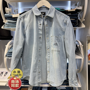 休闲百搭宽松衬衣春秋装 Lee商场同款 经典 25新款 内搭浅蓝 牛仔衬衫