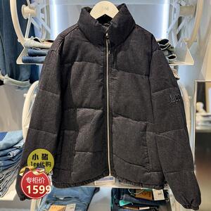 Lee商场男装牛仔羽绒服黑色刺绣百搭保暖LMT007838100031-A06007