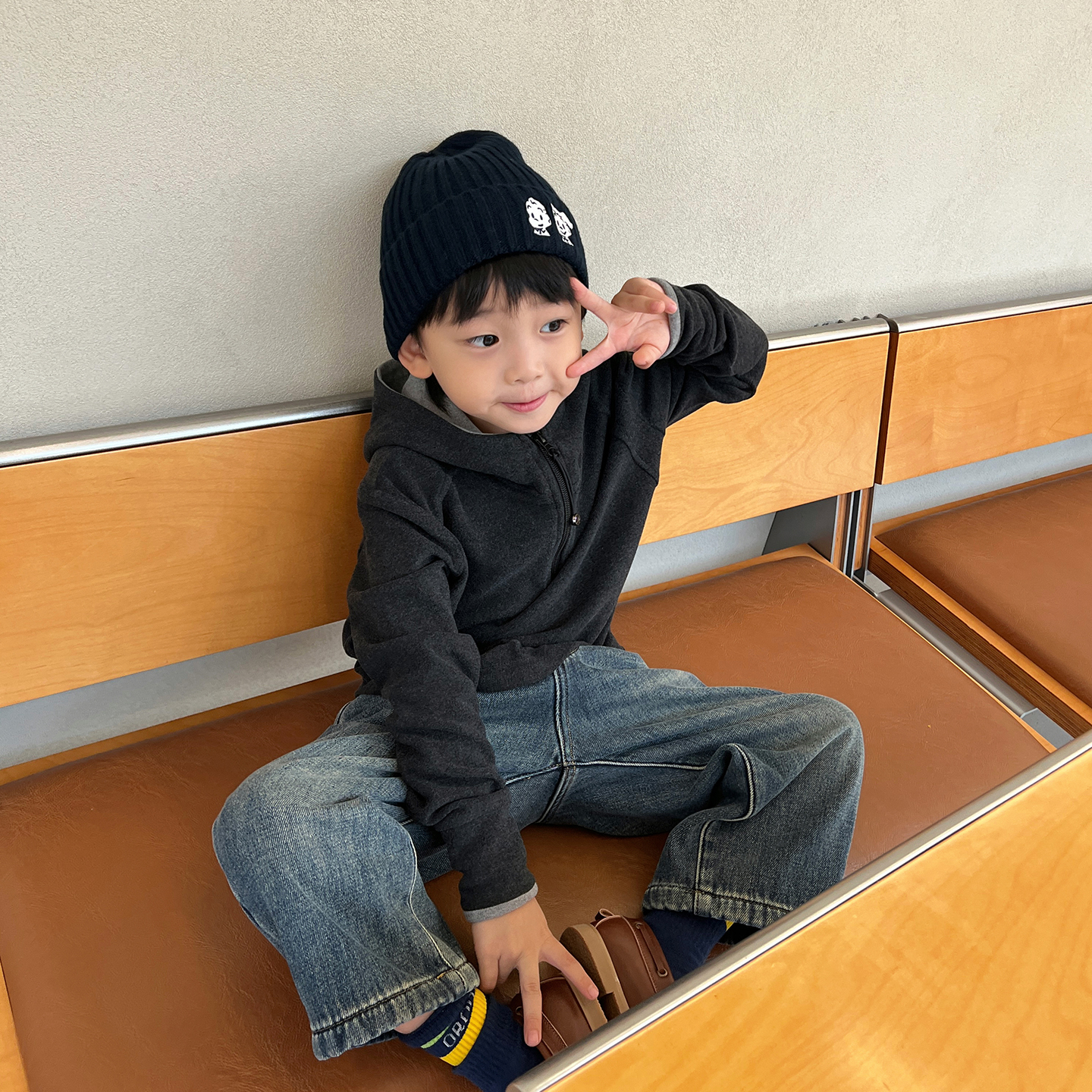 儿童双面绒打底衫2025冬装新款男童保暖长袖T恤男孩连帽加厚上衣