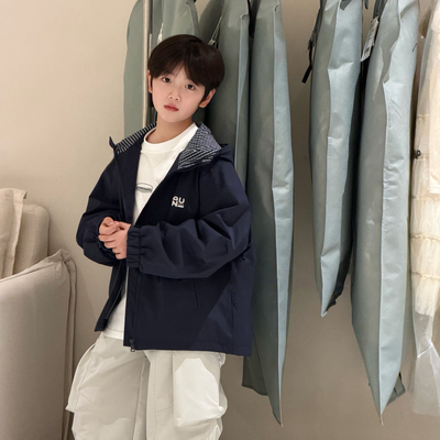 牛哆哆童装男童外套2026春装中大童风衣连帽上衣儿童夹克衫77816