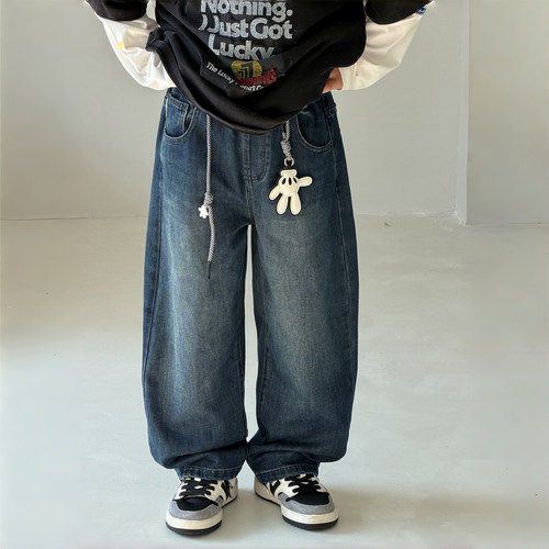 大E小e童装儿童牛仔裤2026秋季中大童韩版老爹裤男童裤子88812