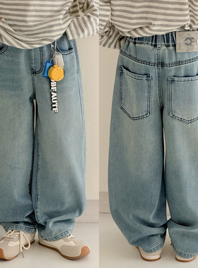 大E小e童装儿童直筒牛仔裤2026春装中大童休闲裤男女童裤子89908