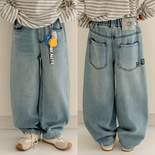 男女童裤 大E小e童装 中大童休闲裤 2026春装 子89908 儿童直筒牛仔裤