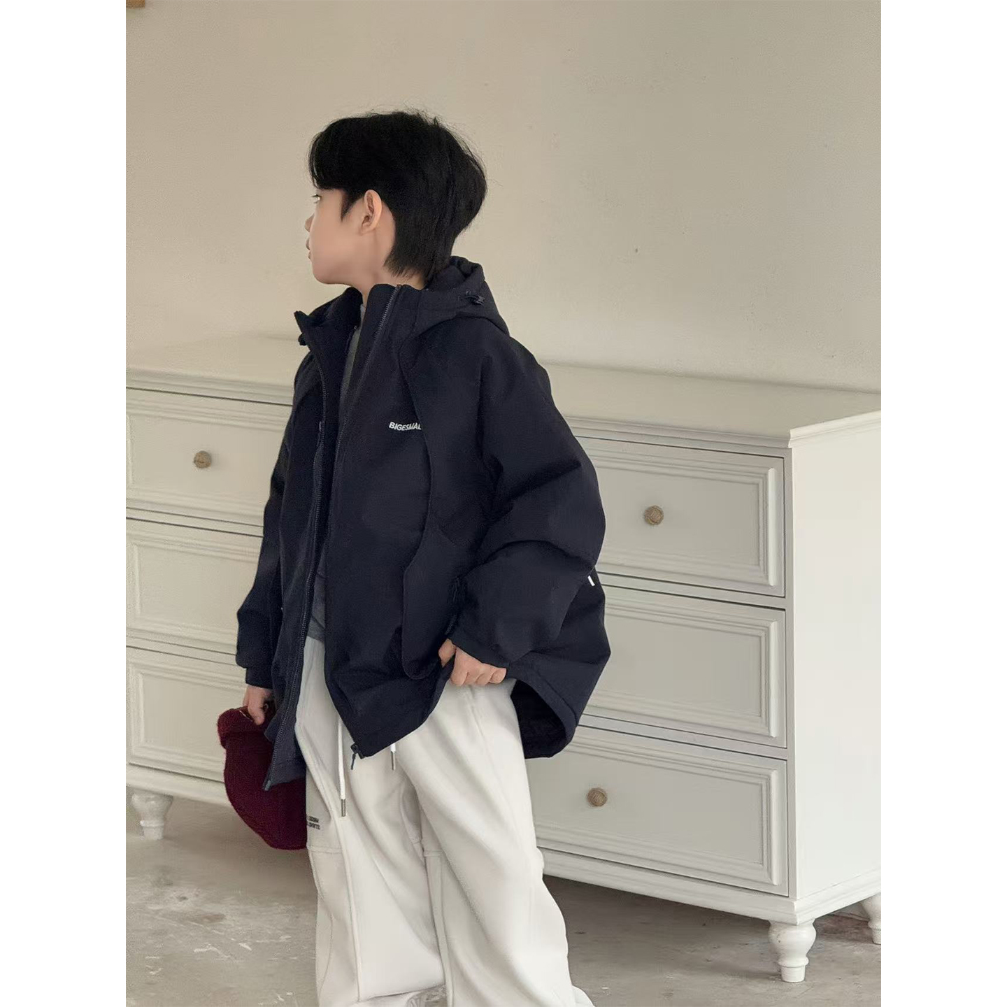 大E小e童装儿童棉服2025冬装新款儿童加厚连帽工装夹棉外套25A892