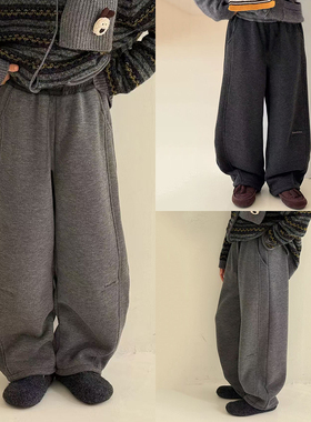 大E小e儿童加绒运动裤2025冬装中大童加厚裤子男童弯刀糯米裤8973