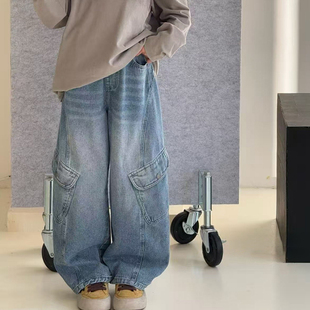 儿童大口袋裤 大E小e童装 子9230 中大童工装 新款 男童牛仔裤 2026春装