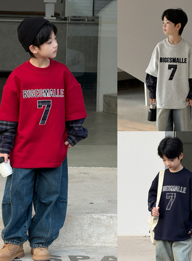 大E小e童装儿童卫衣2026春装中大童假两件男女童长袖上衣25265