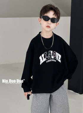 牛哆哆男童春秋卫衣中大童韩版休闲上衣儿童宽松字母套头衫76190