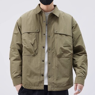 工装外套男秋冬季2025新款宽松加厚翻领夹克男士二棉衣服潮流冬装