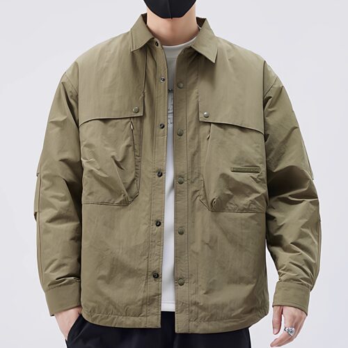 工装外套男秋冬季2025新款宽松加厚翻领夹克男士二棉衣服潮流冬装