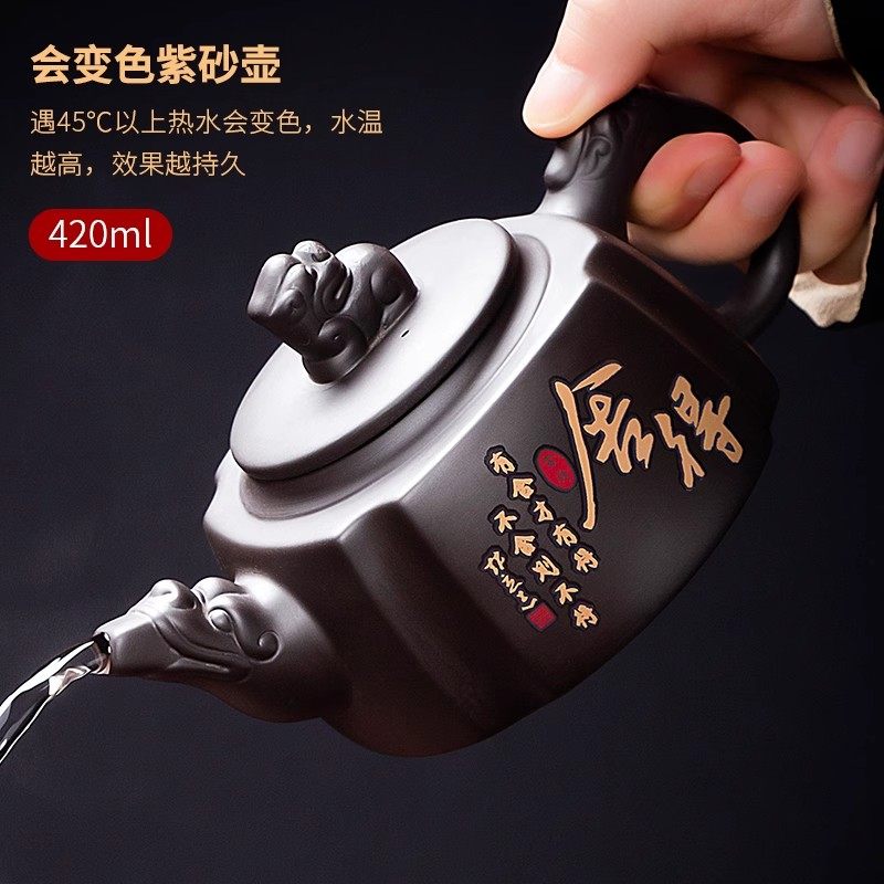 紫砂壶功夫茶具泡茶壶家用可凤鸣变色舍得四方貔貅壶大容量专用壶