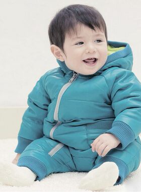 新生儿加厚连帽爬服棉袄