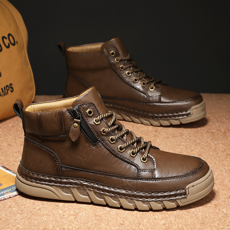 清仓处理男鞋秋季软皮软底手工休闲皮鞋男士英伦低帮防滑工装板鞋,流行男鞋,马丁靴,淘宝优惠券,粉丝福利购,淘宝优惠卷
