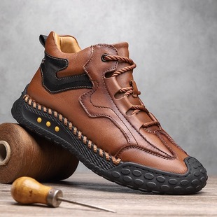 清仓断码外贸出口捡漏男鞋真皮马丁靴男头层牛皮高帮运动休闲鞋男