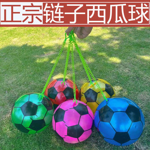 婴儿西瓜球儿童玩具拉绳气球弹力球带绳线回弹球可以拴绳子的皮球