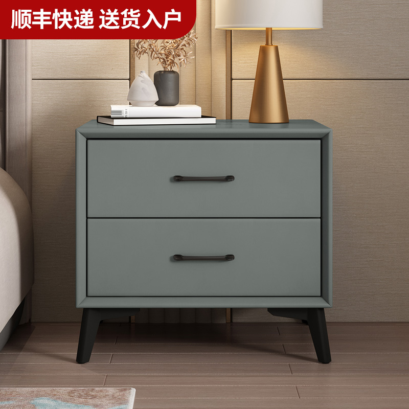 简约现代床头柜床边小柜子小型轻奢卧室收纳柜实木简Z易款储物柜