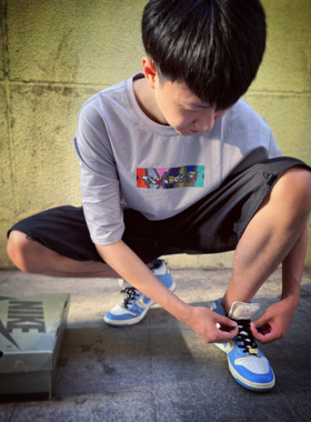 DUNKBOYZ 银盒BOXLOGO 圆领潮流滑板运动短袖宽松T恤嘻哈球鞋文化