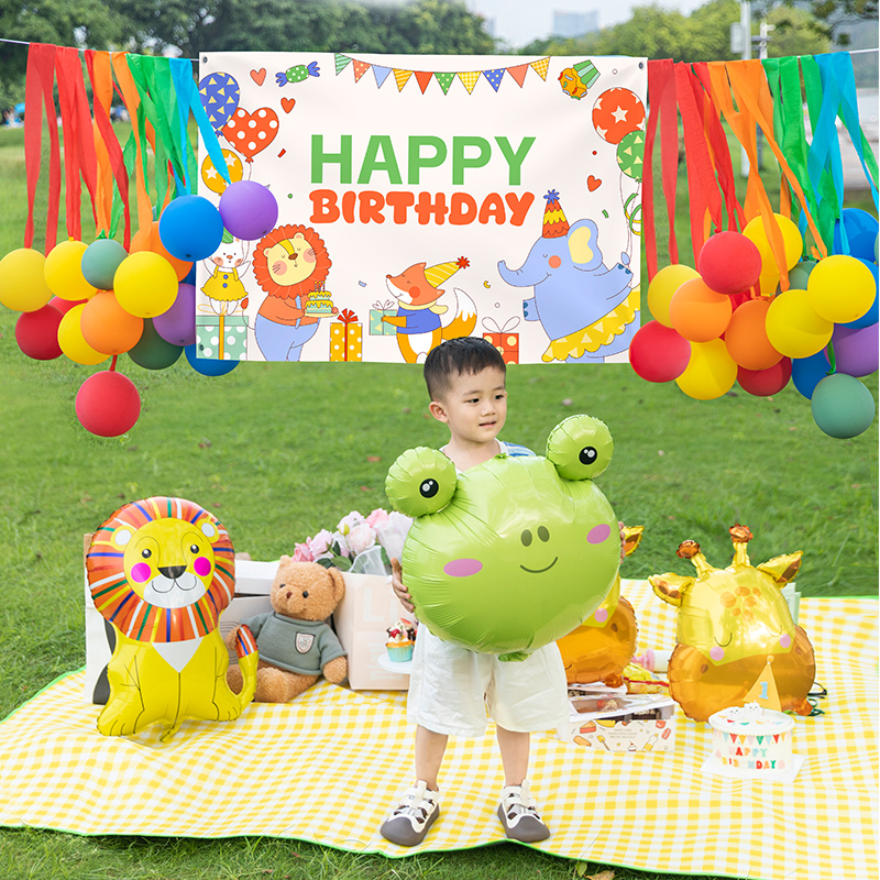 户外卡通生日挂布气球套餐聚会派对活动气球装饰场景氛围布置用品