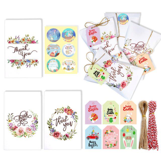 2022 new 48/96 sets happy easter bunny gift tags with string