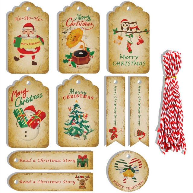 50pcs/set merry christmas kraft paper tags diy handmade gift