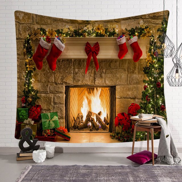 fireplace backdrop christmas tree photography background par