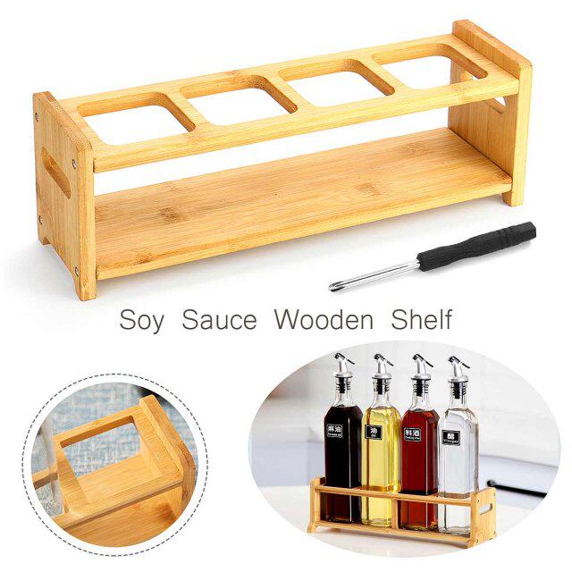 4 holes glass oil bottle rackdisplay rack wood storage box w