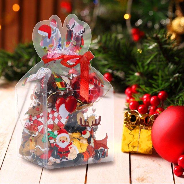 12pcs christmas gift box plastic transparent gift apple wrap