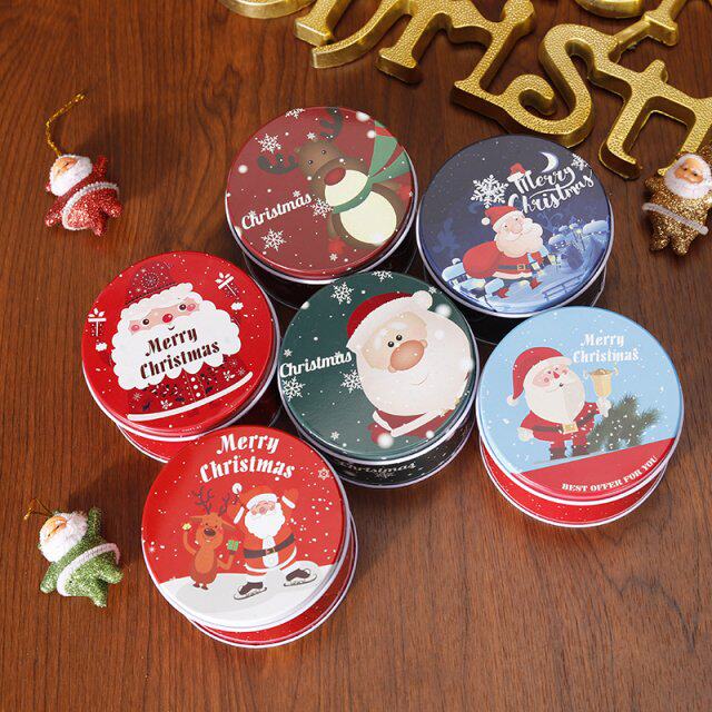 christmas tin gift box metal cookie box candy storage contai