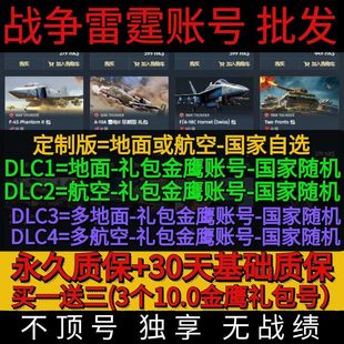 【批发走量】战争雷霆账号 国际服 联队/金鹰/礼包载具成品氪金号
