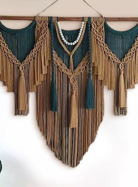 波嬉风手工编织挂毯流苏装饰壁毯墙面挂饰家居服装装饰品macrame