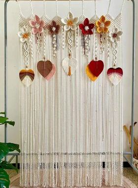 北欧编制花朵挂毯隔断门帘窗帘民宿房间客厅macram花朵定制壁挂