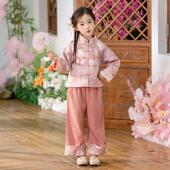 套装 儿童2025新款 国风上衣阔腿裤 女宝宝新中式 春秋名族古装