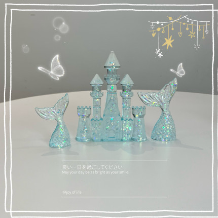 新品！水底鱼缸梦幻水晶城堡创意小摆件造景斗鱼水族布景装饰品