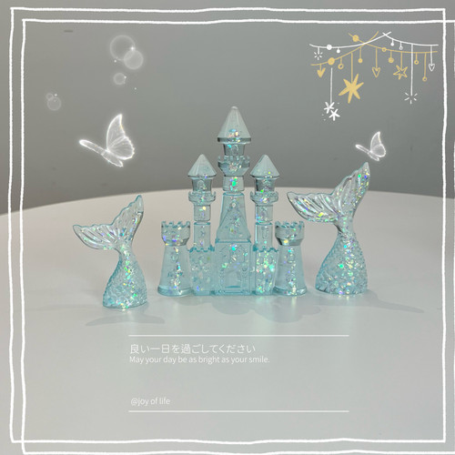 新品！水底鱼缸梦幻水晶城堡创意小摆件造景斗鱼水族布景装饰品