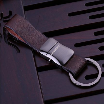 百诚钥匙扣男士简约金属真皮汽车钥匙挂件钥匙链