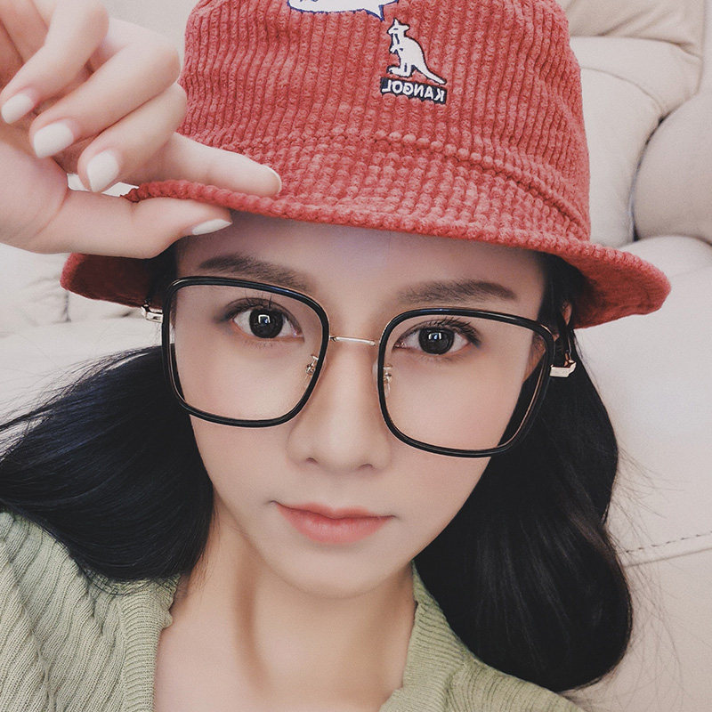 方形大框眼镜女网红ins黑色近视圆脸有度数透明眼镜框架男潮大脸
