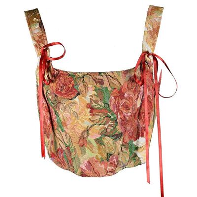 油画印花背心女外穿鱼骨胸衣性感