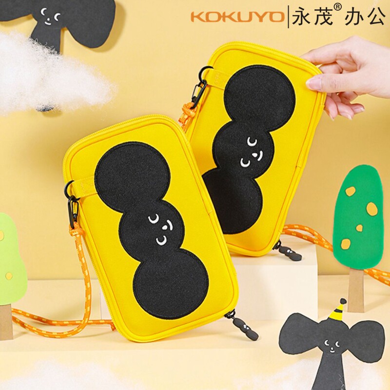 日本kokuyo国誉TYAKASHA塔卡沙联名款笔袋PAN CASE多功能黄色收纳包学生用文具盒铅笔可爱创意化妆品随身包包
