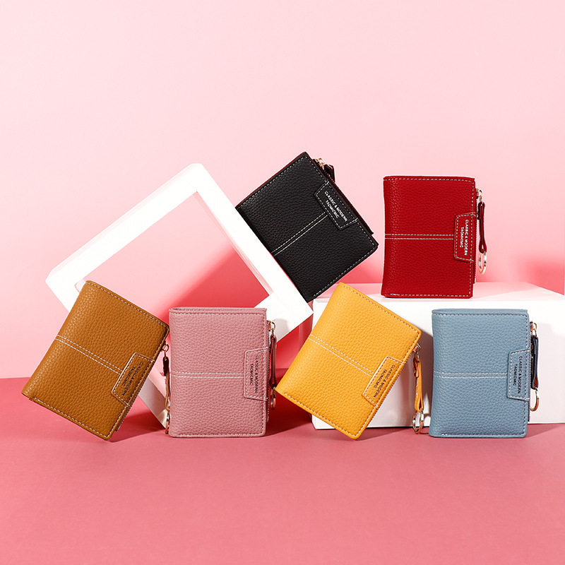 啄木鸟女士钱包时尚短款拉链两折钱夹女韩版多功能零钱包卡包手拿