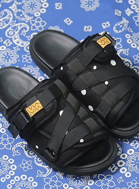 VISVIM UNCLE GUI余文乐联名款真皮波点面包拖鞋厚底手工网红拖鞋