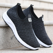 新款 布鞋 老北京布鞋 春夏季 男鞋 飞织防滑休闲一脚蹬男士 爸爸单鞋